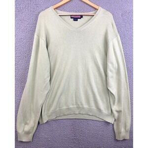 Vineyard Vines Sweater Mens XL Green Cashmere Blend V-Neck Long Sleeve Pullover